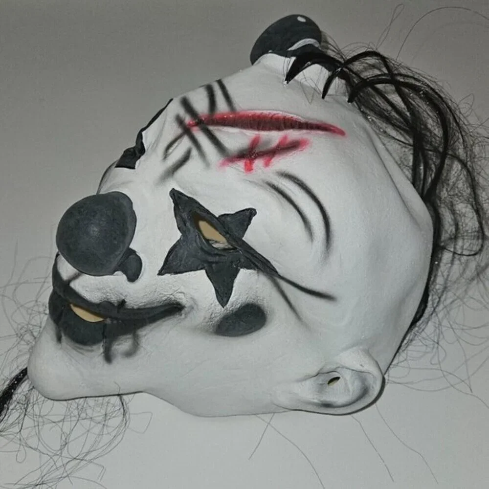 Killer Clown MASK AND BLACK COLLAR ONLY Halloween Costume Boys Medium NEVER USED